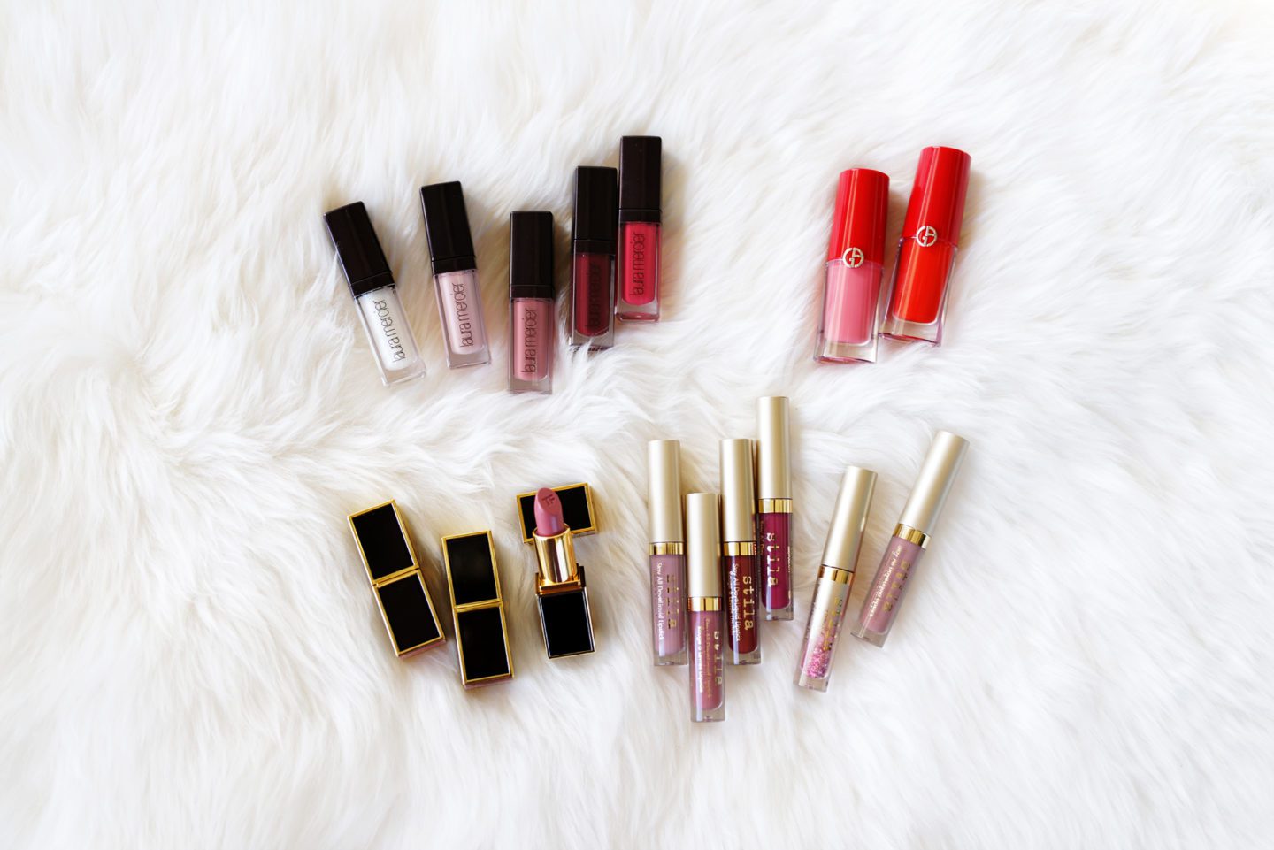 Holiday Lip Essentials Laura Mercier Tom Ford Lips and Boys Armani Lip Magnet Stila