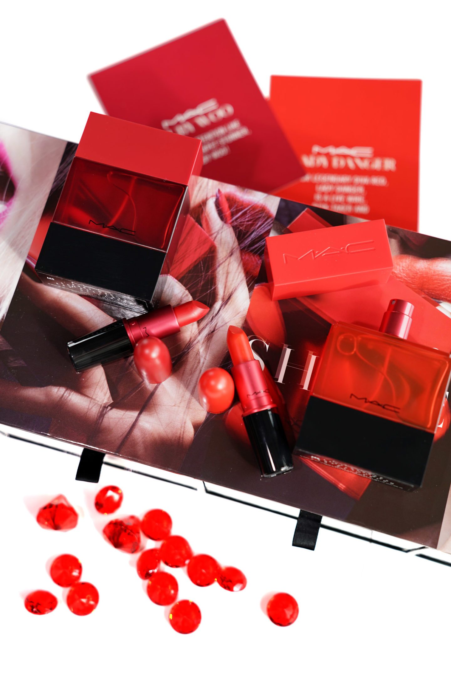 Review and swatches of the MAC Shadescents Collection featuring Ruby Woo and Lady Danger Lipstick and Eau de Parfum via Fashion Groom Spot blog