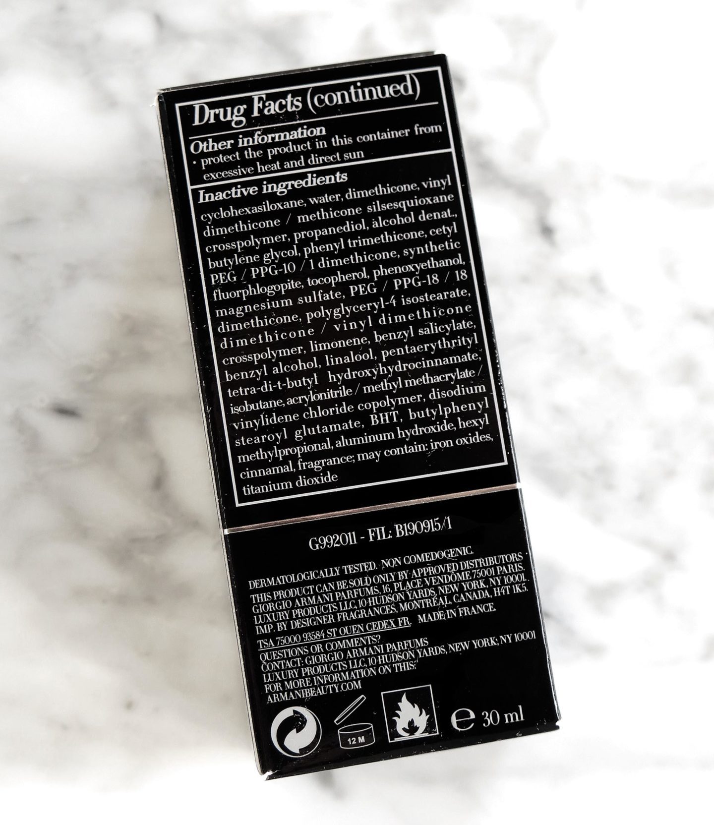 Armani Power Fabric Foundation Ingredients | Fashion Groom Spot