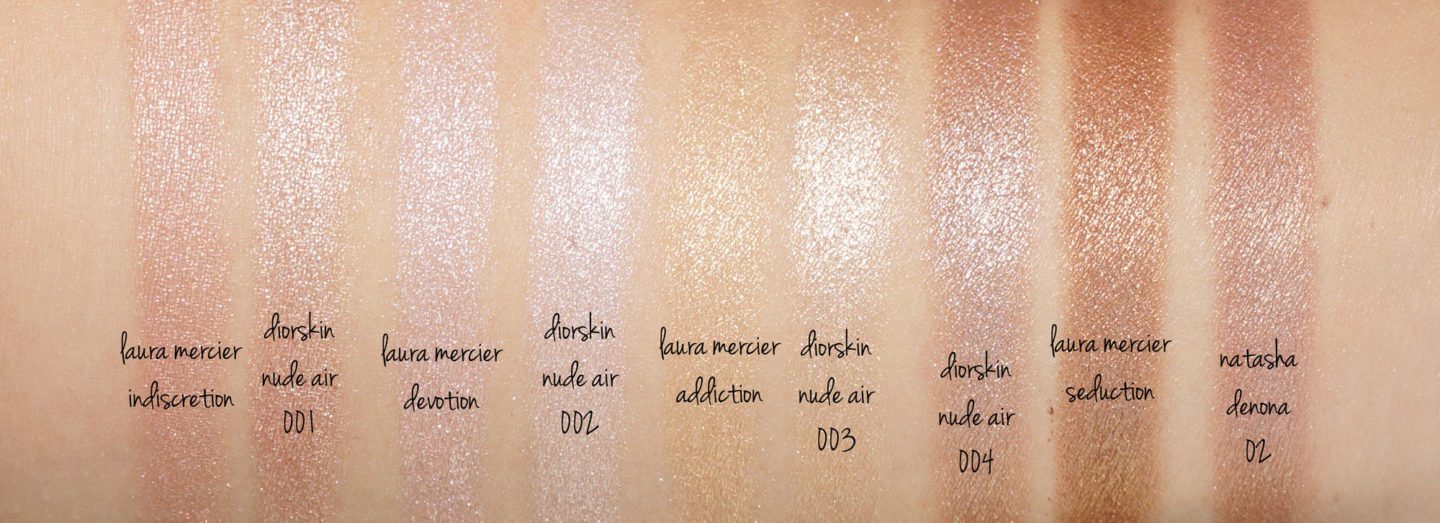 Diorskin Nude Air Luminizer Powder vs Laura Mercier Face Illuminator Swatches | Fashion Groom Spot