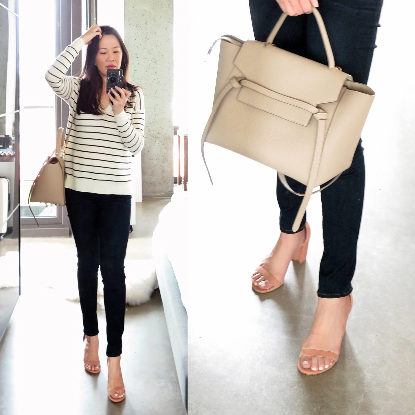 Outfit Celine Belt Bag and Stuart Weitzman Nearlynude Sandals | Fashion Groom Spot