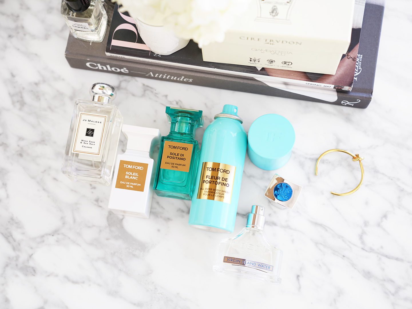 Jo Malone Wood Sage Sea Salt, Tom Ford Soleil Blanc, Tom Ford Sole di Positano, Tom Ford Fleur de Portofino, Creed Virgin Island Water | Fashion Groom Spot