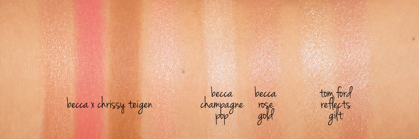 Becca x Chrissy Teigen Palette v Becca Champagne Pop, Rose Gold and Tom Ford Reflects Gilt | Fashion Groom Spot
