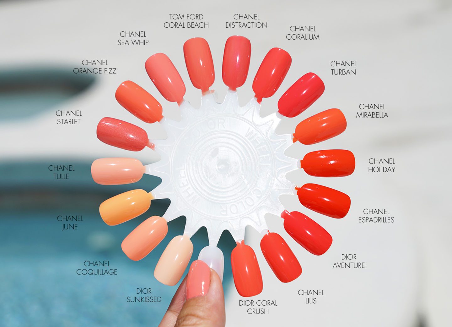 Chanel Cruise 2017 Nail Polishes, Coquilage, Sea Whip, Coralium, Sargaso Comparisons