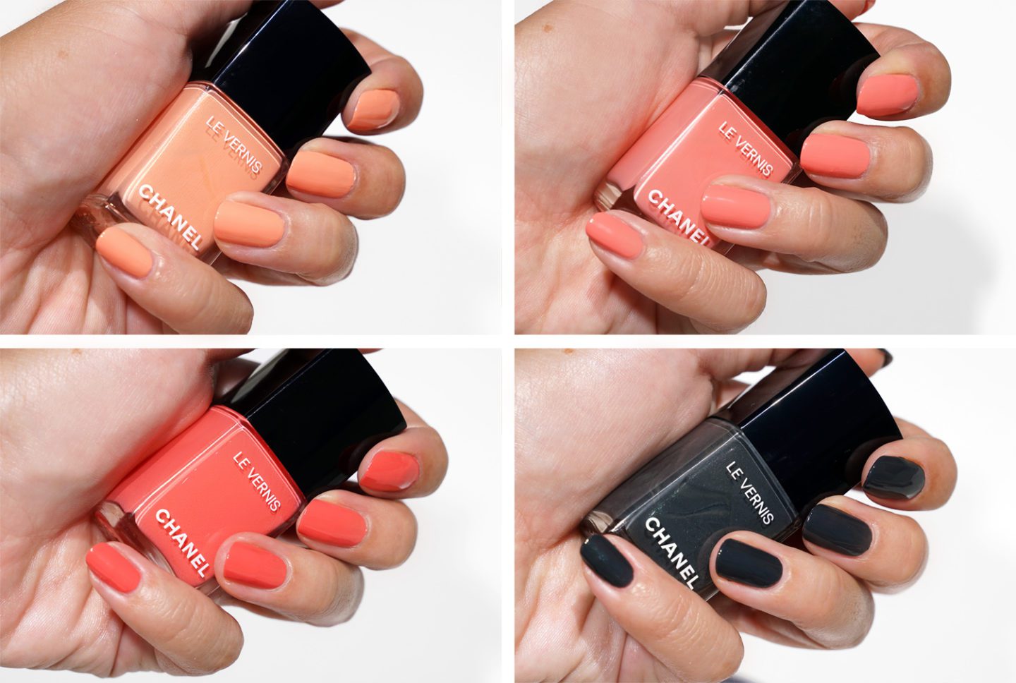 Chanel Cruise 2017 Nail Polishes, Coquilage, Sea Whip, Coralium, Sargaso