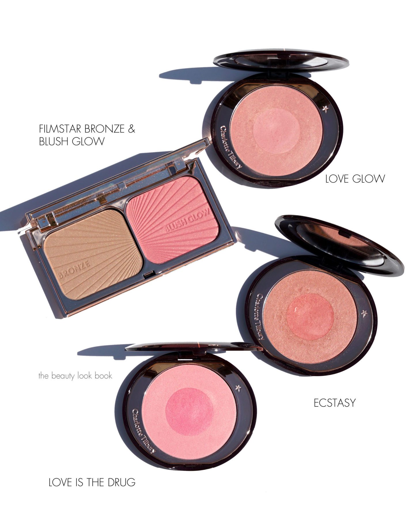 Charlotte Tilbury Filmstar Bronze and Blush Glow vs Cheek to Chic Blushes 