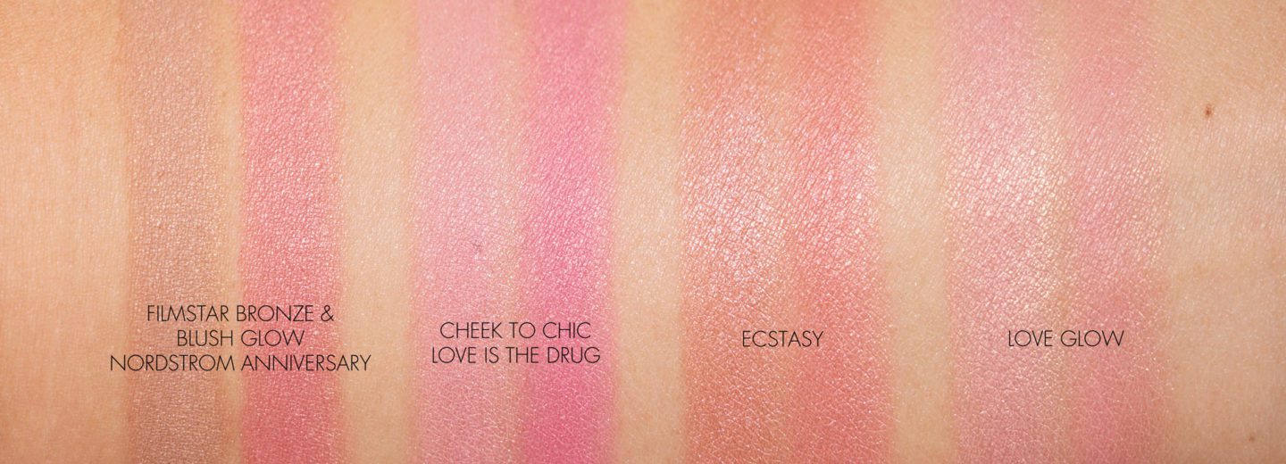 Charlotte Tilbury Filmstar Bronze and Blush Glow vs Cheek to Chic Blushes 