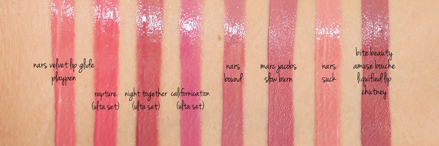 NARSissist Velvet Glide comparison swatches | Fashion Groom Spot