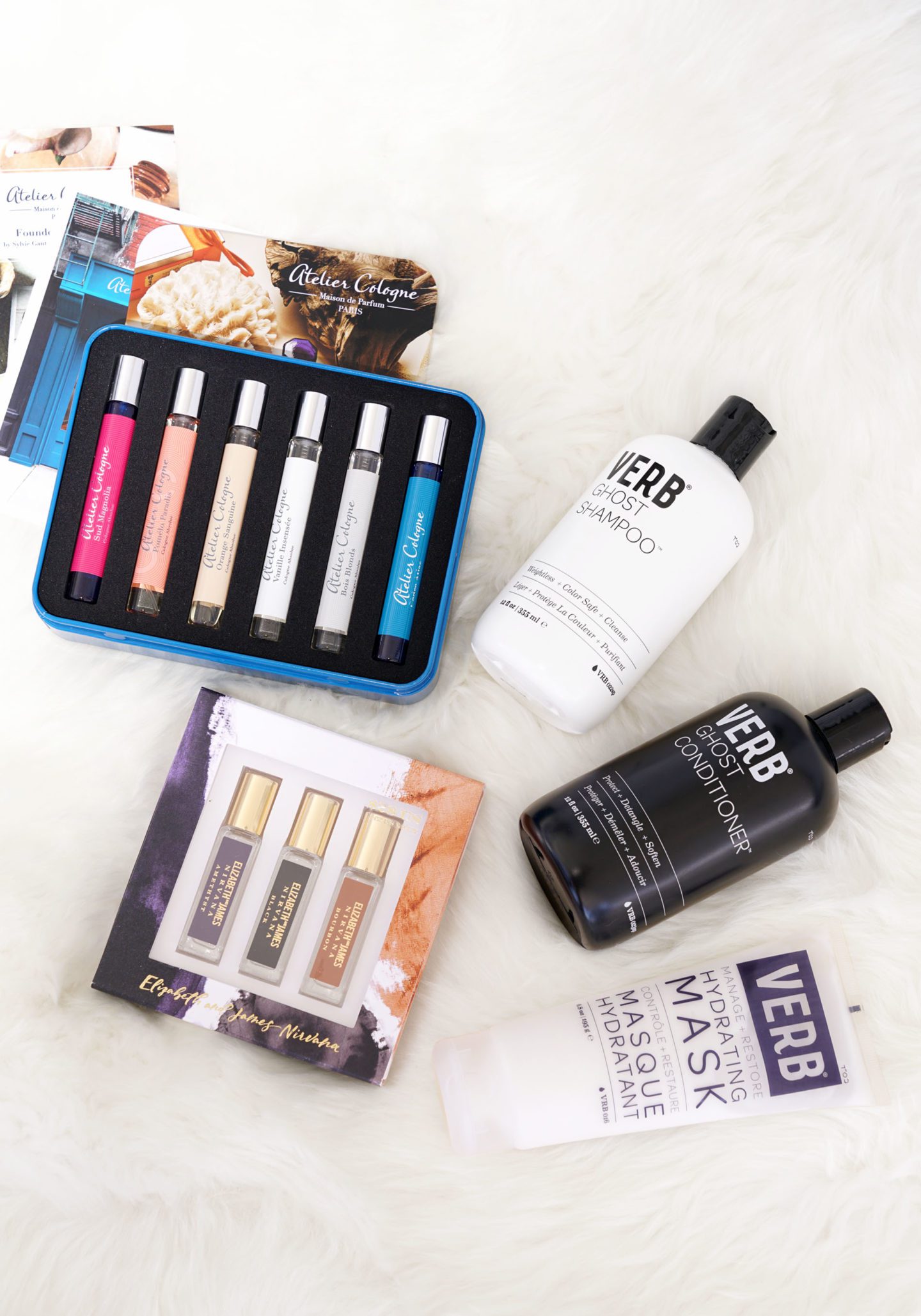 Sephora Haul Atelier Cologne Set, Verb Ghost Shampoo and Conditioner, Verb Mask, Elizabeth and James Choose Your Own Nirvana