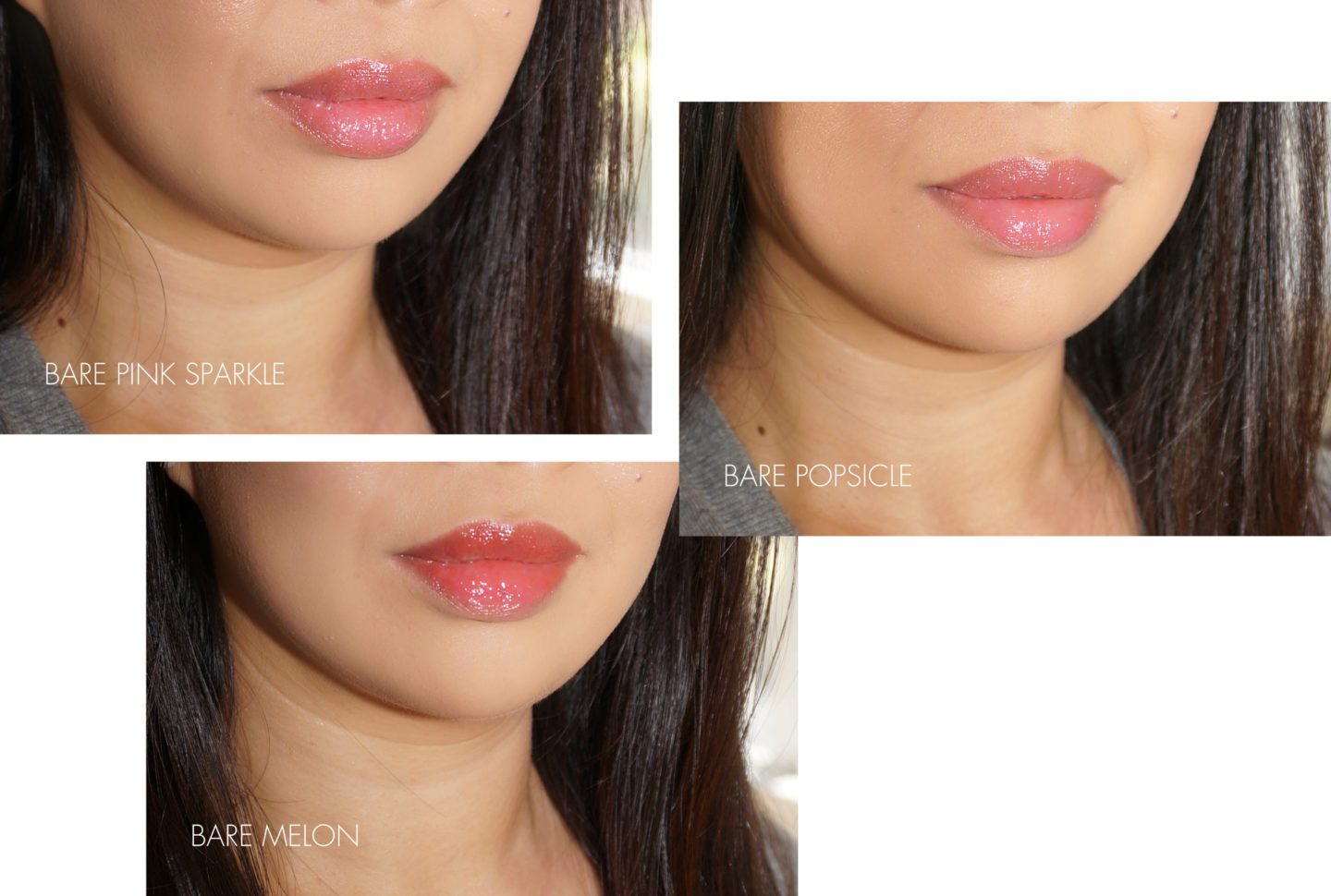 Bobbi Brown Extra Lip Tints Bare Pink Sparkle, Bare Melon and Bare Popsicle swatches | Fashion Groom Spot