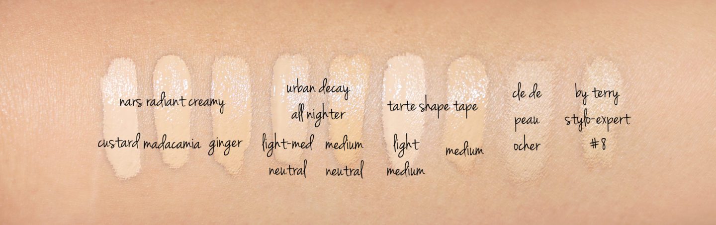 Tarte Shape Tape Concealer Light medium and Medium vs NARS, Urban Decay, Cle de Peau and By Terry