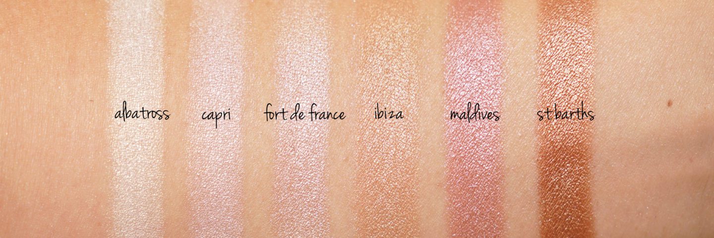NARS Highlighting Powder Albatross, Capri, Fort de France, Ibiza, Maldives, St Barths swatches | Fashion Groom Spot