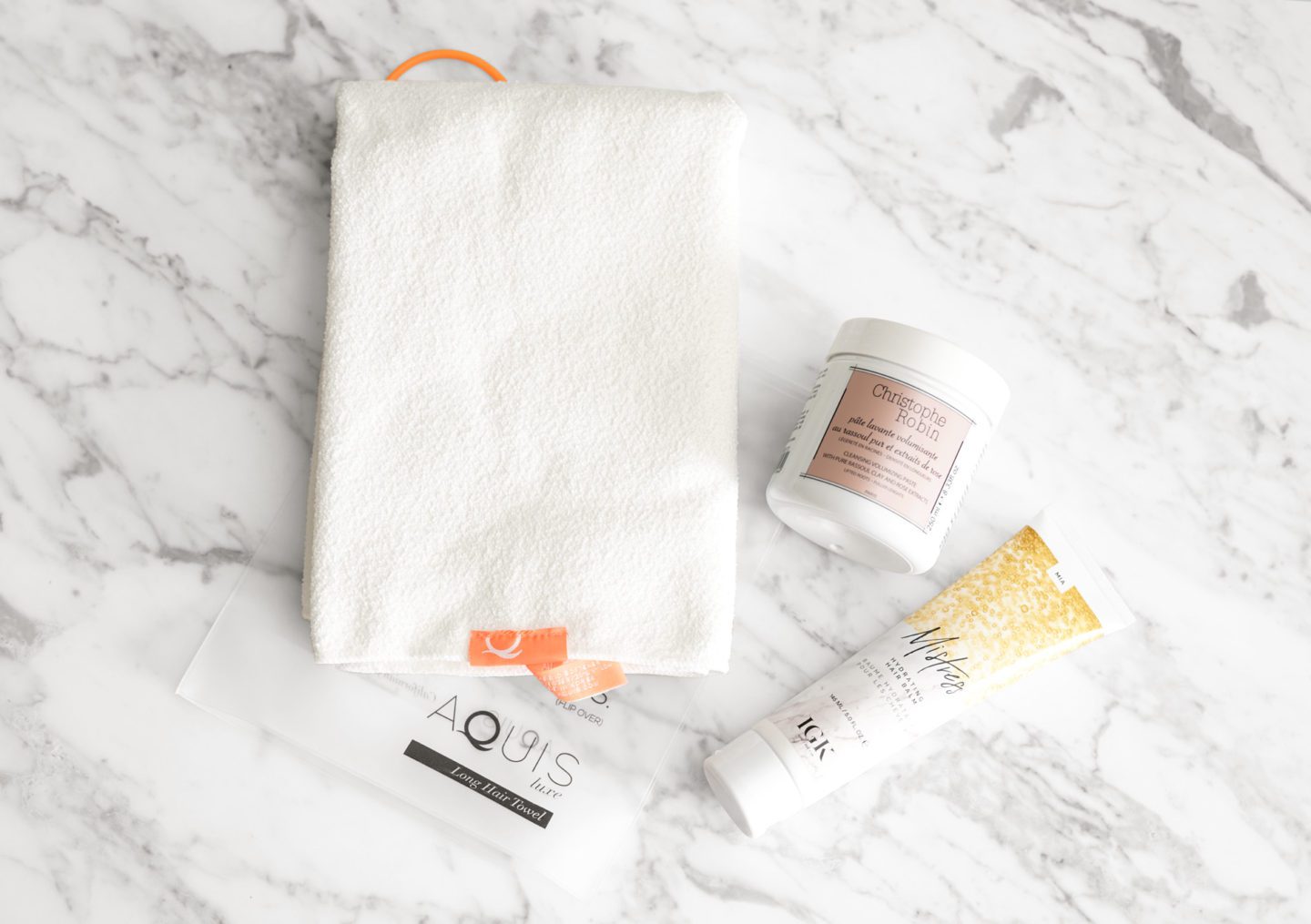 Aquis Hair Towel, Christophe Robin Volumizing Paste, IGK Mistress Balm