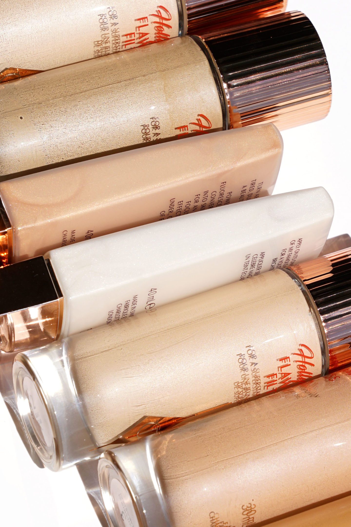 Charlotte Tilbury Hollywood Flawless Filter All Shades vs Wonder Glow and Brightening Youth Glow