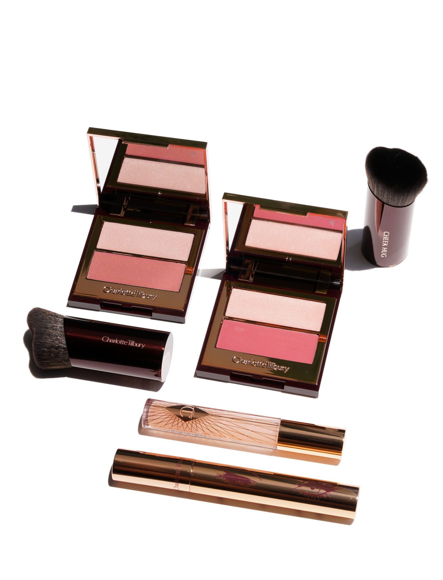 Charlotte Tilbury Pretty Youth Glow Filter, Cheek Hug Brush and Collagen Lip Bath