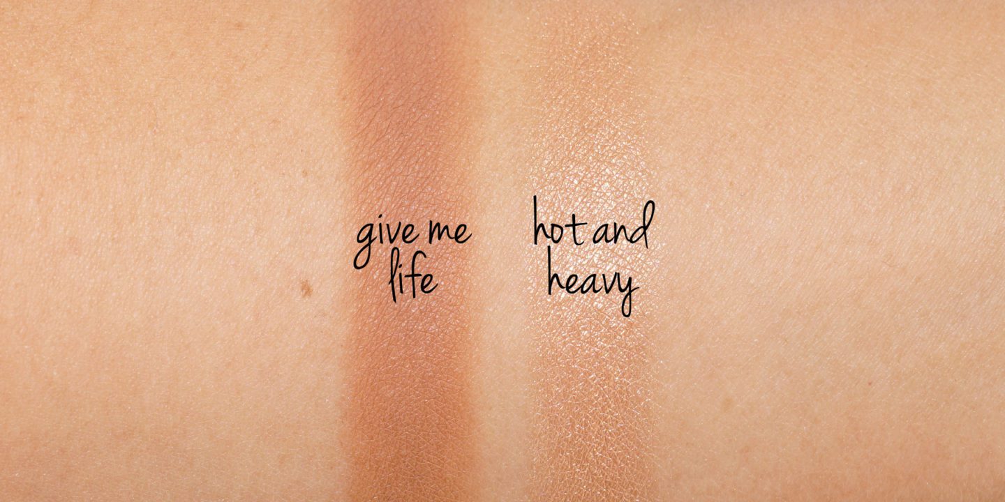 MAC Give Me Life and Hot and Heavy swatches