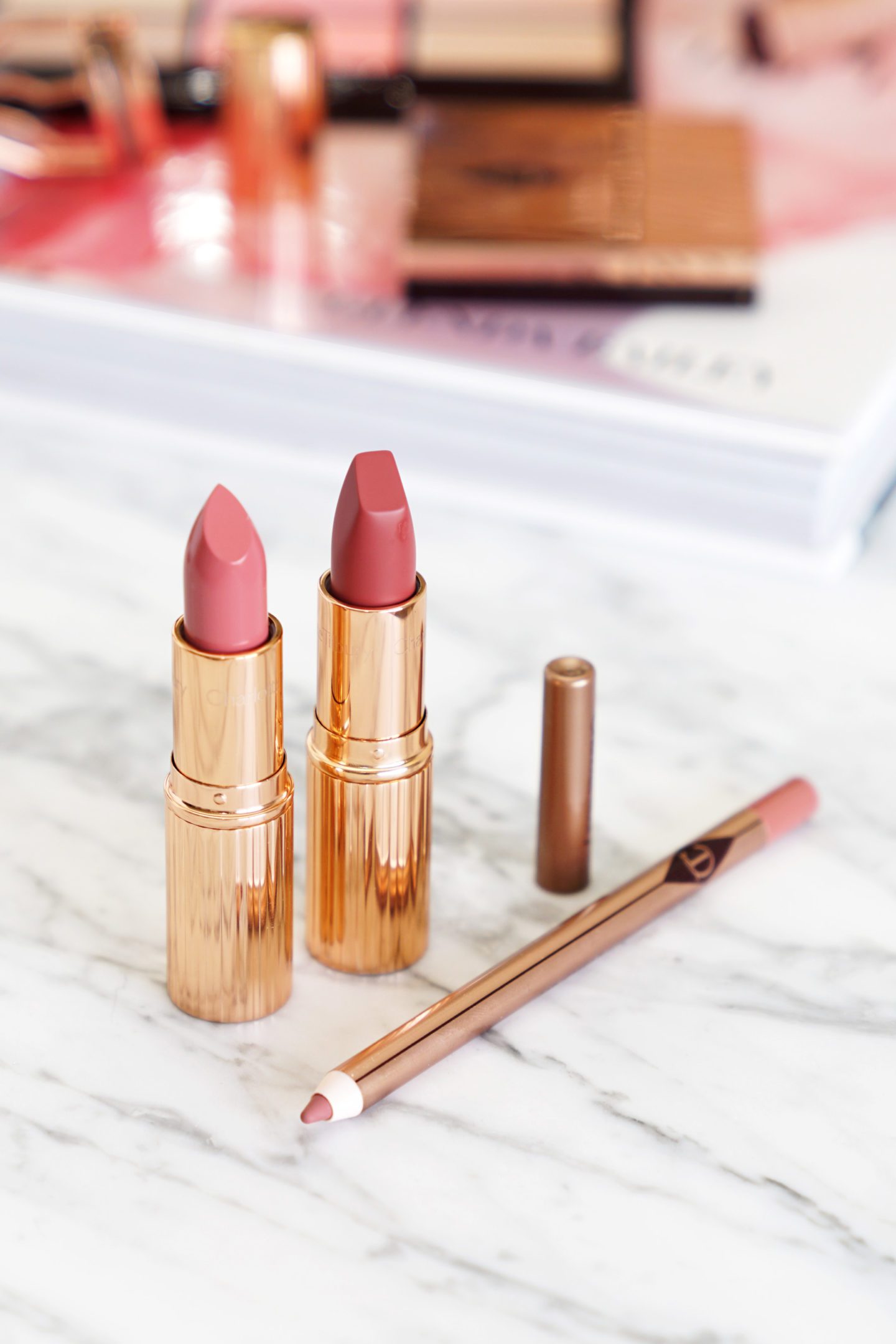 Charlotte Tilbury Pretty Pink Lip Set Blushing Dream, Rose Kiss and Pillow Talk