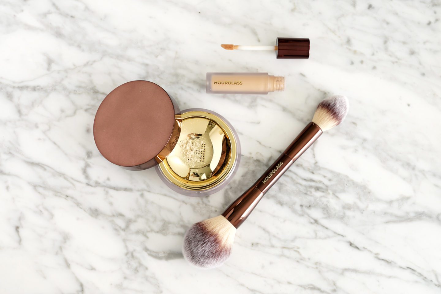 Hourglass Veil Translucent Setting Powder, Veil Powder Brush and Veil Retouching Fluid in Sand review