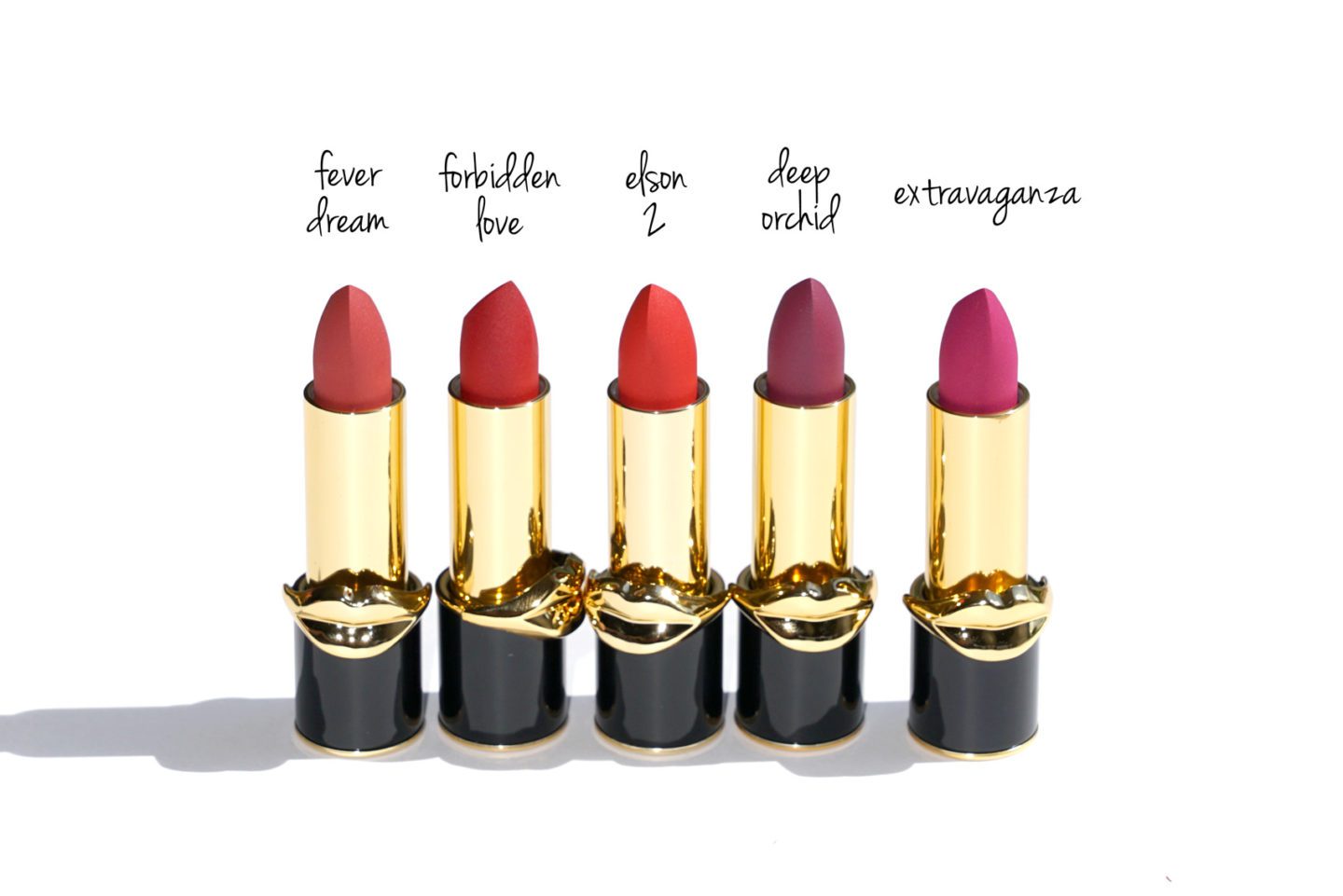 Pat McGrath MatteTrance Fever Dream, Forbidden Love, Elson2, Deep Orchid and Extravaganza