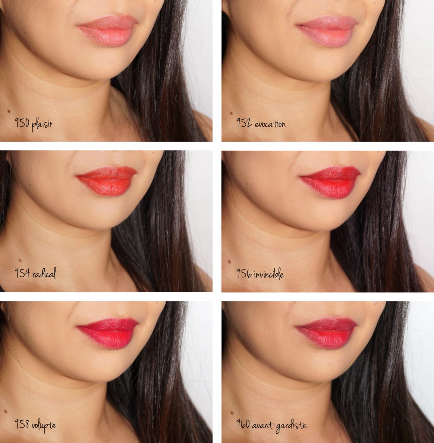 Chanel Rouge Allure Liquid Powder swatches Plaisir, Evocation, Radical, Invincible, Volupte, Avant-Gardiste