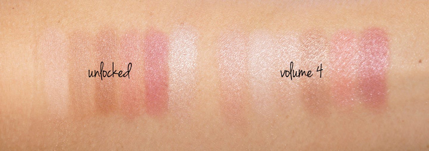 Hourglass Ambient Lighting Edit Unlocked vs. Volume 4 swatches