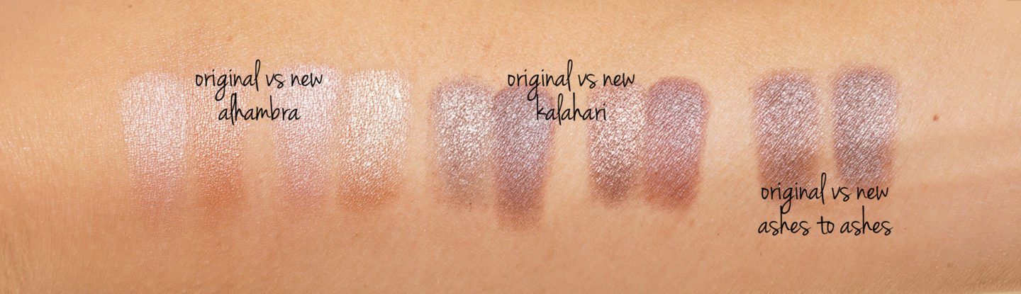 NARS Original vs New Eyeshadows Alhambra, Kalahari, Ashes to Ashes