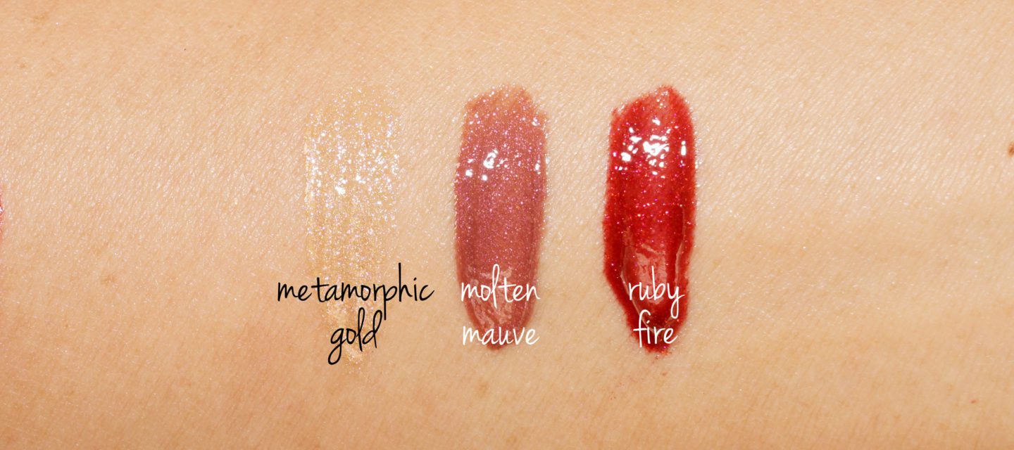 Becca Volcano Goddess Glow Gloss swatches