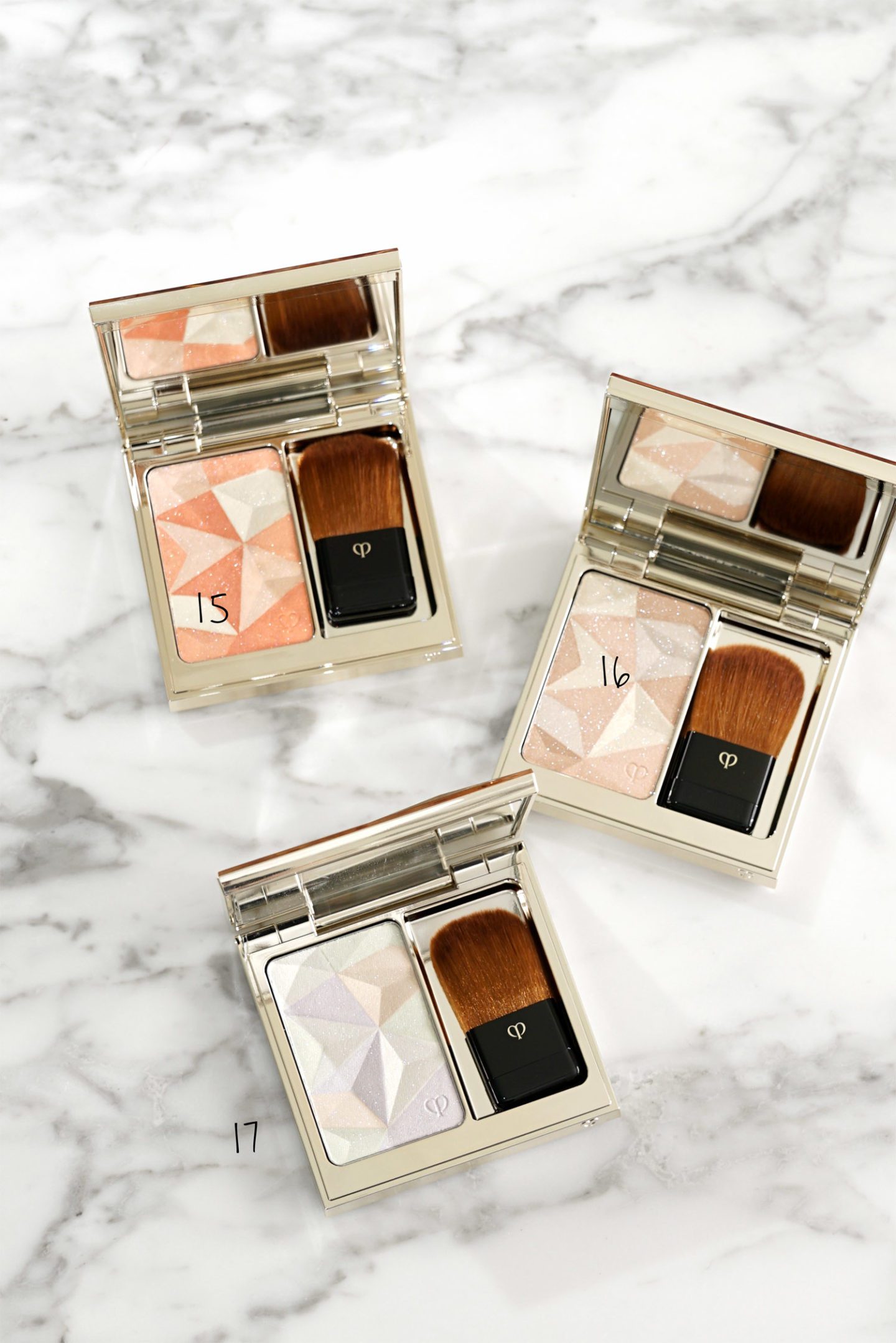 Cle de Peau Luminizing Face Enhancer Review 15 Golden Apricot, 16 Almond and 17 Lavender