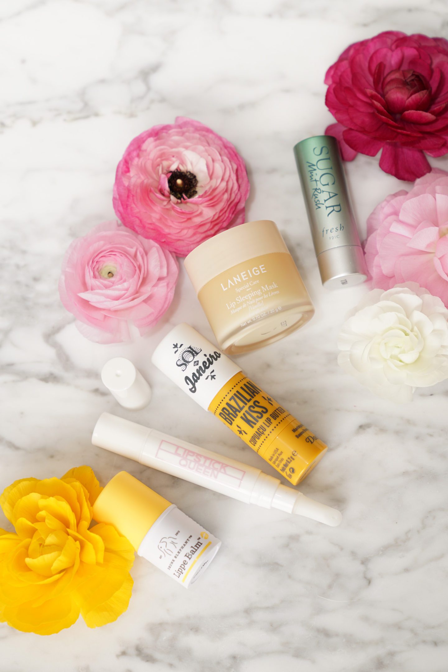 Clear Lip Balms from Drunk Elephant, Lipstick Queen, Sol Janeiro, Laneige and Fresh