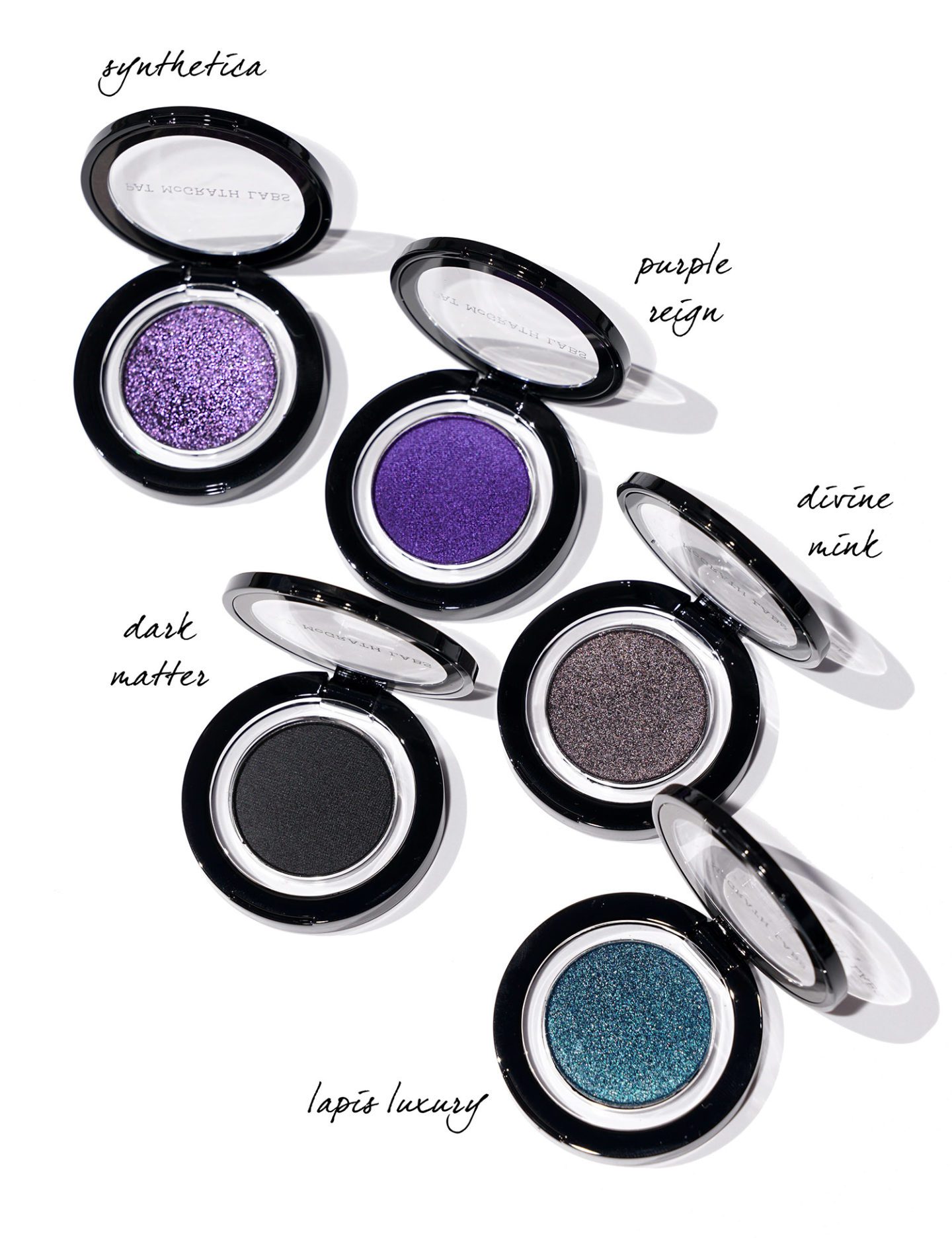Pat McGrath EYEdols Synthetica, Purple Reign, Dark Matter, Divine Mink and Lapis Luxury