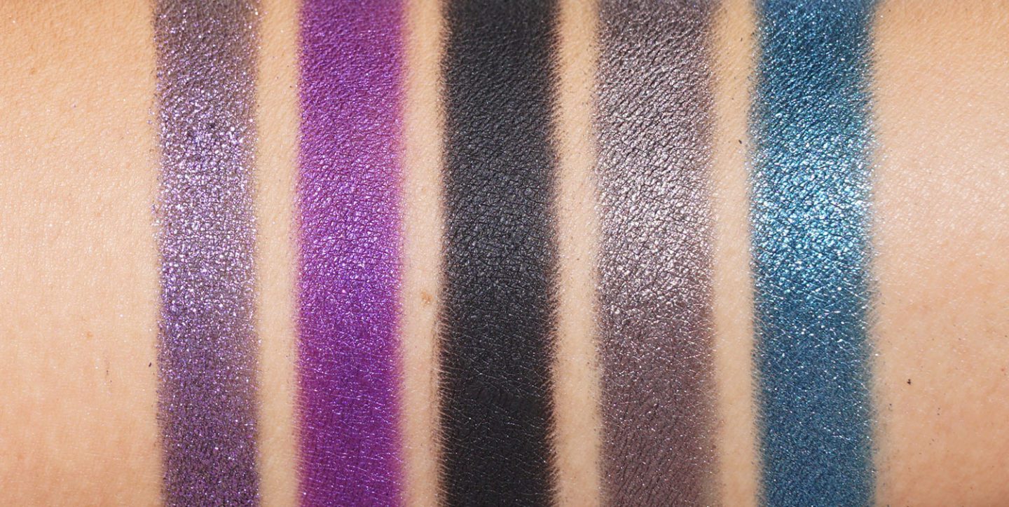 Pat McGrath EYEdols Synthetica, Purple Reign, Dark Matter, Divine Mink and Lapis Luxury swatches