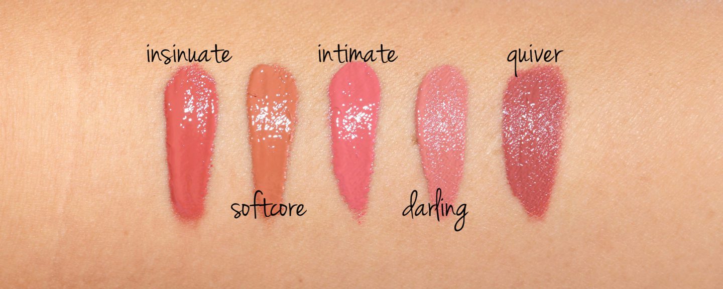 Insinuate, Softcore, Intimate, Darling, Quiver swatches