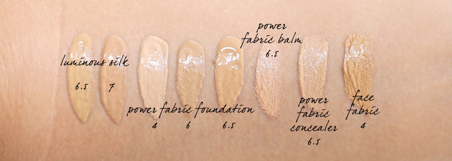 Armani Luminous Silk, Power Fabric Foundation swatches 6 and 6.5 and 7