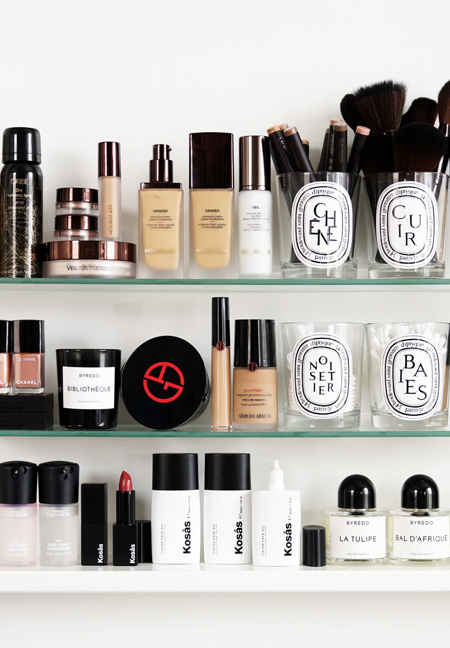 Foundation Testing Hourglass Vanish Seamless Finish Foundation Liquid, Armani Power Fabric Balm, Kosas Tinted Face Oil Review