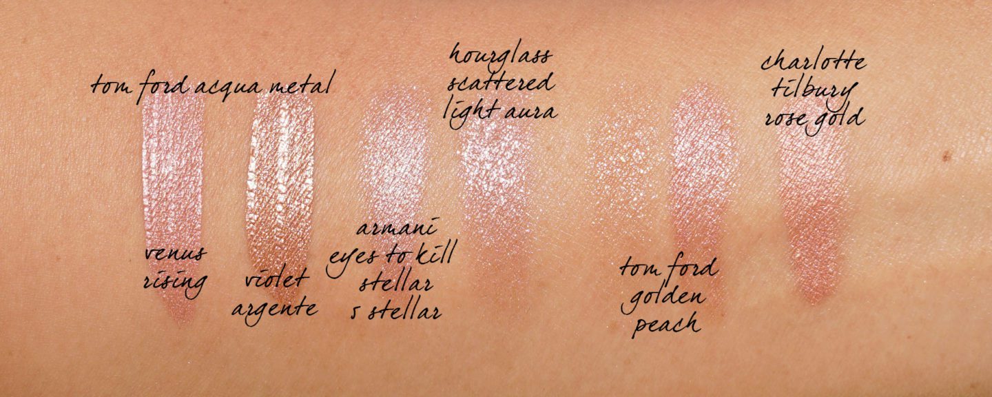 Tom Ford Acqua metal shadow swatch comparisons