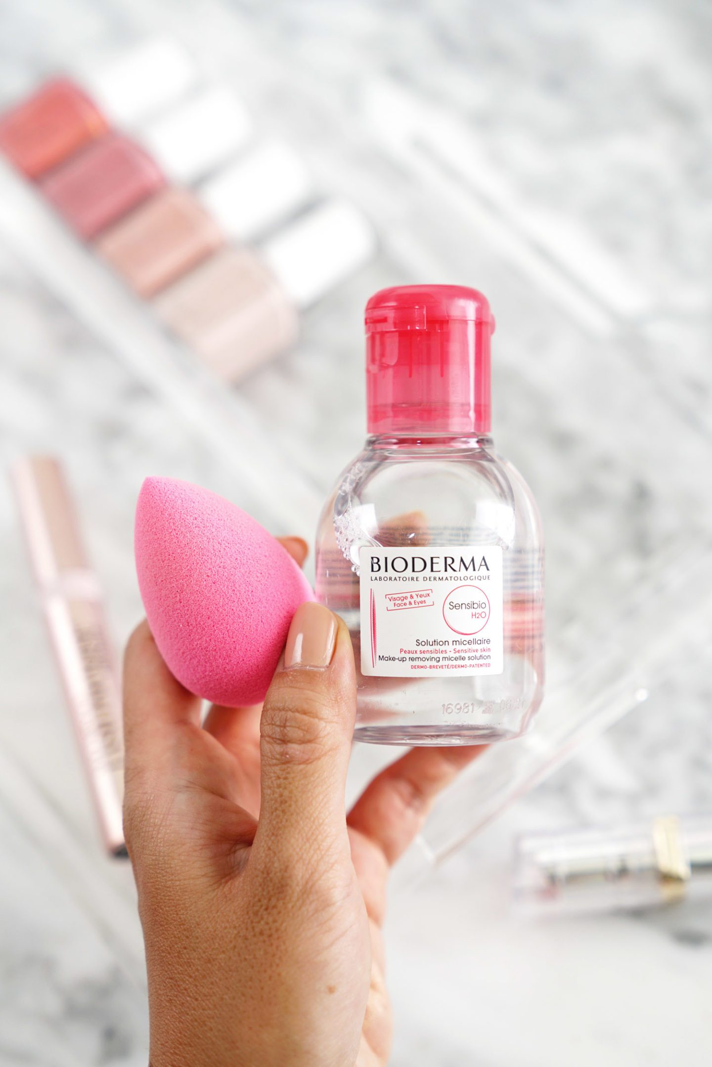 Original Beautyblender and Bioderma Sensibio
