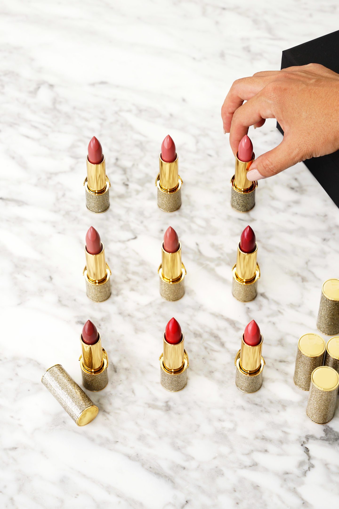 Pat McGrath BlitzTrance Lipstick Summer Shades review and swatches. Skin Flixx, Naked Kiss, Lady Stardust, Skinsane, Full Fantasy, Love Train, Flesh3, Blood Rush, Emmanuelle