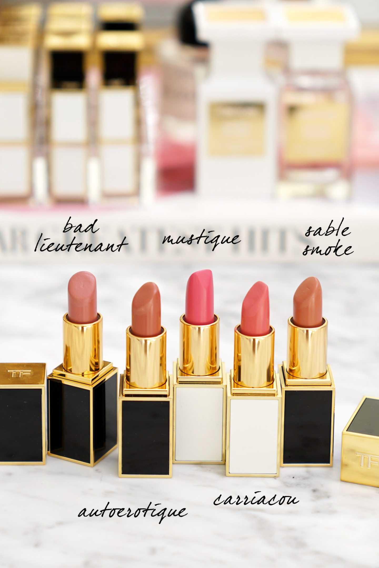 Best Tom Ford Lipsticks Bad Lietenant, Autoerotique, Mustique, Carriacou, Sable Smoke