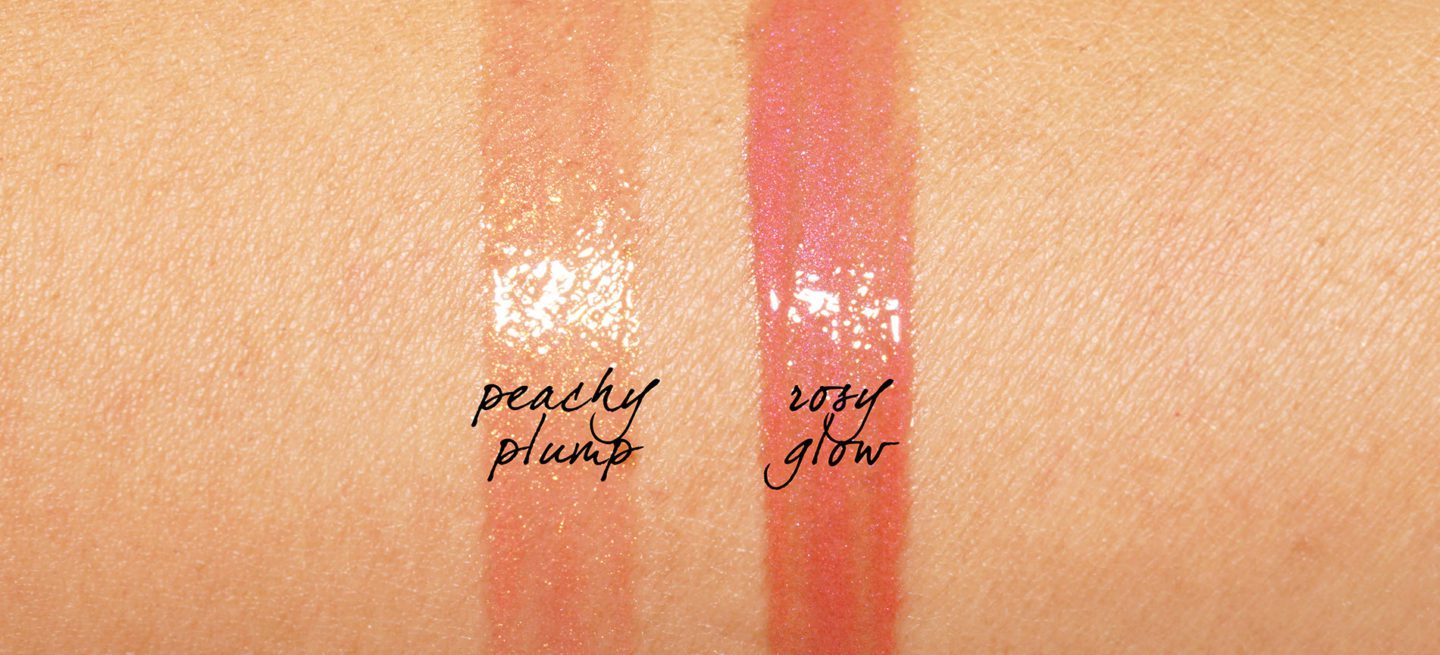 Charlotte Collagen Lip Bath Peachy Plump and Rosy Glow swatches