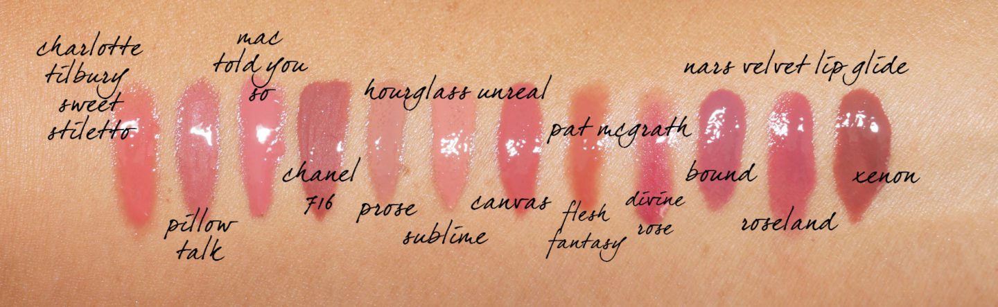 Swatch comparisons neutral lip glosses