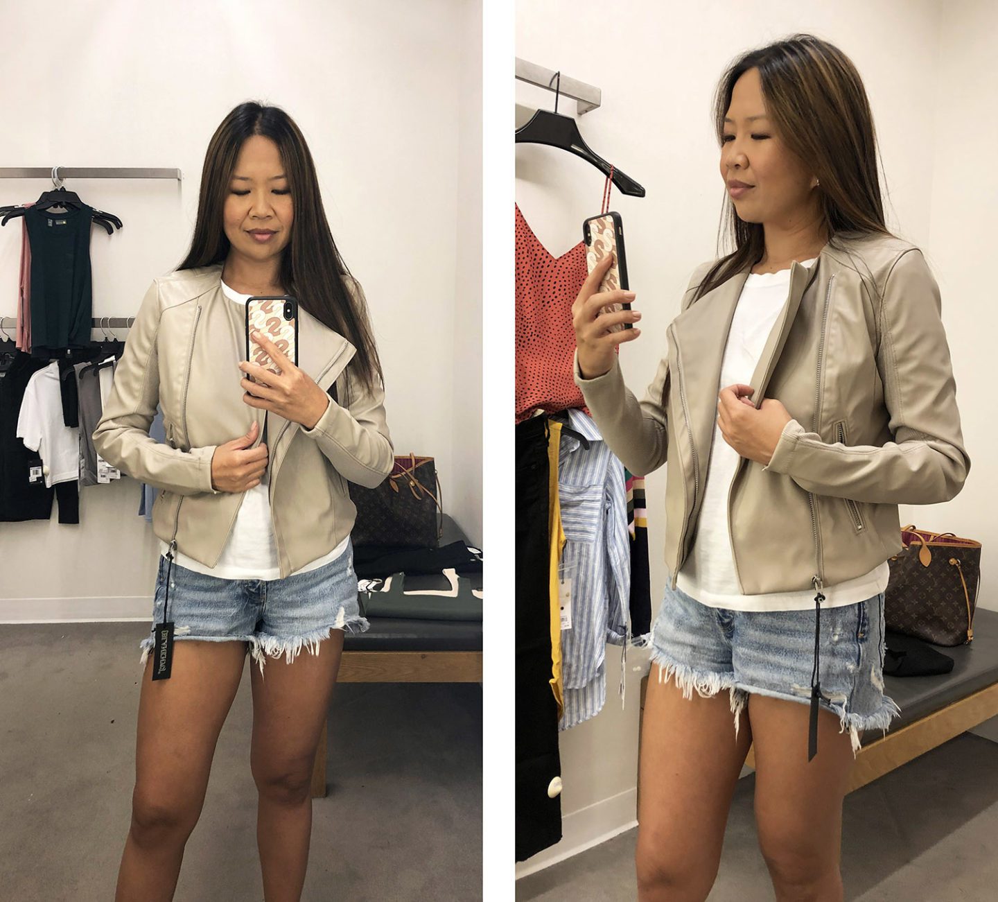 Nordstrom Blank NYC Record Breaker Collarless Faux Leather Moto