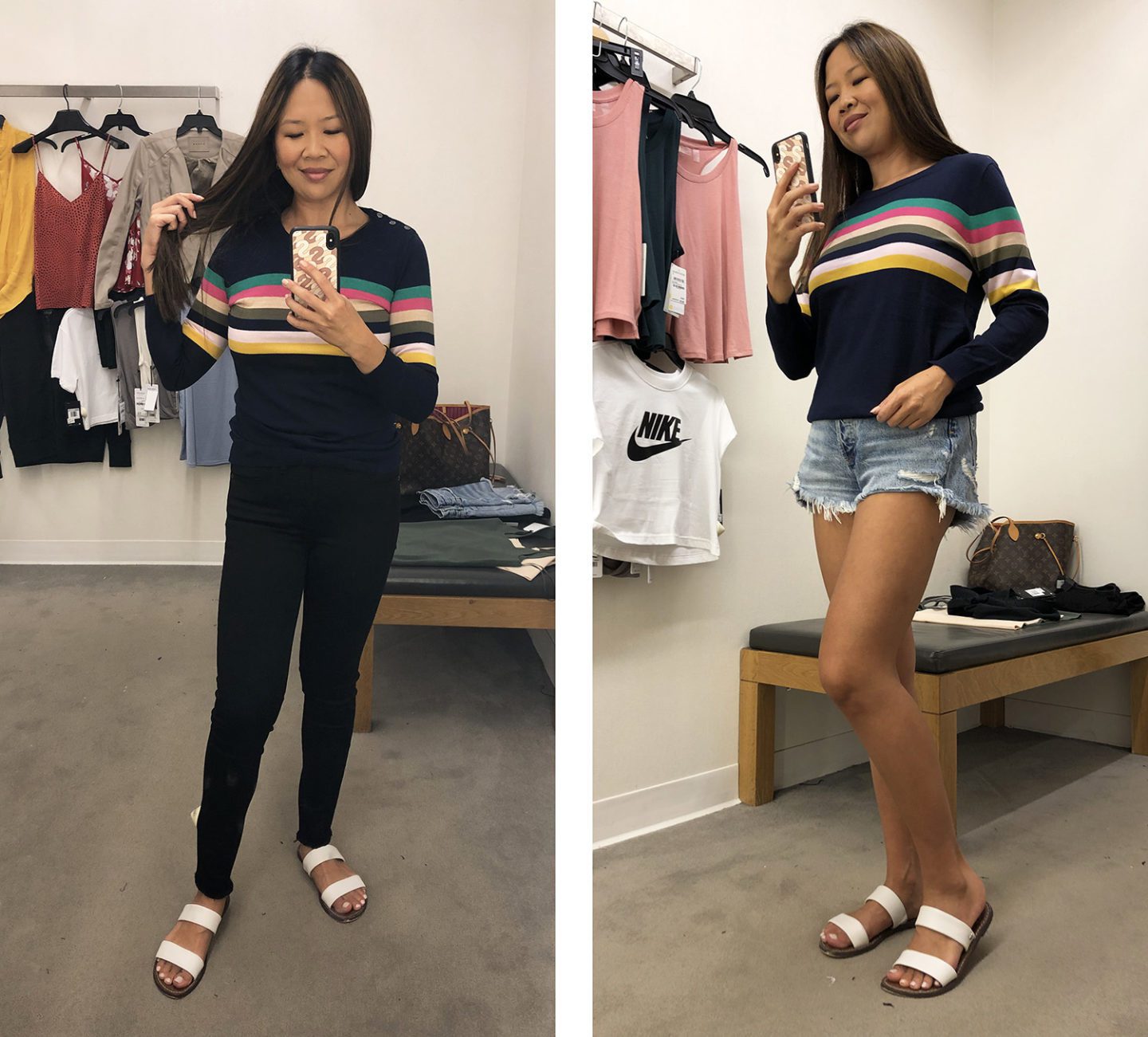 Nordstrom Jcrew Tippi Sweater Multistripe in Navy