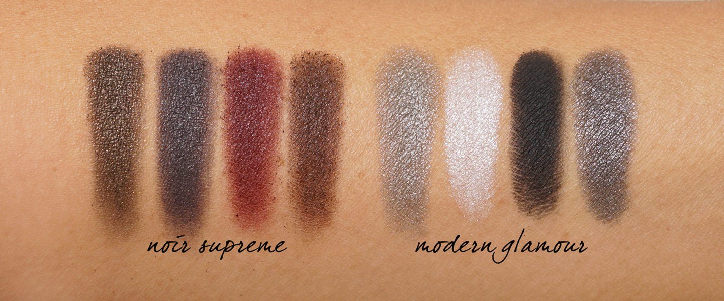 Chanel Noir Supreme and Modern Glamour Eyeshadows swatches