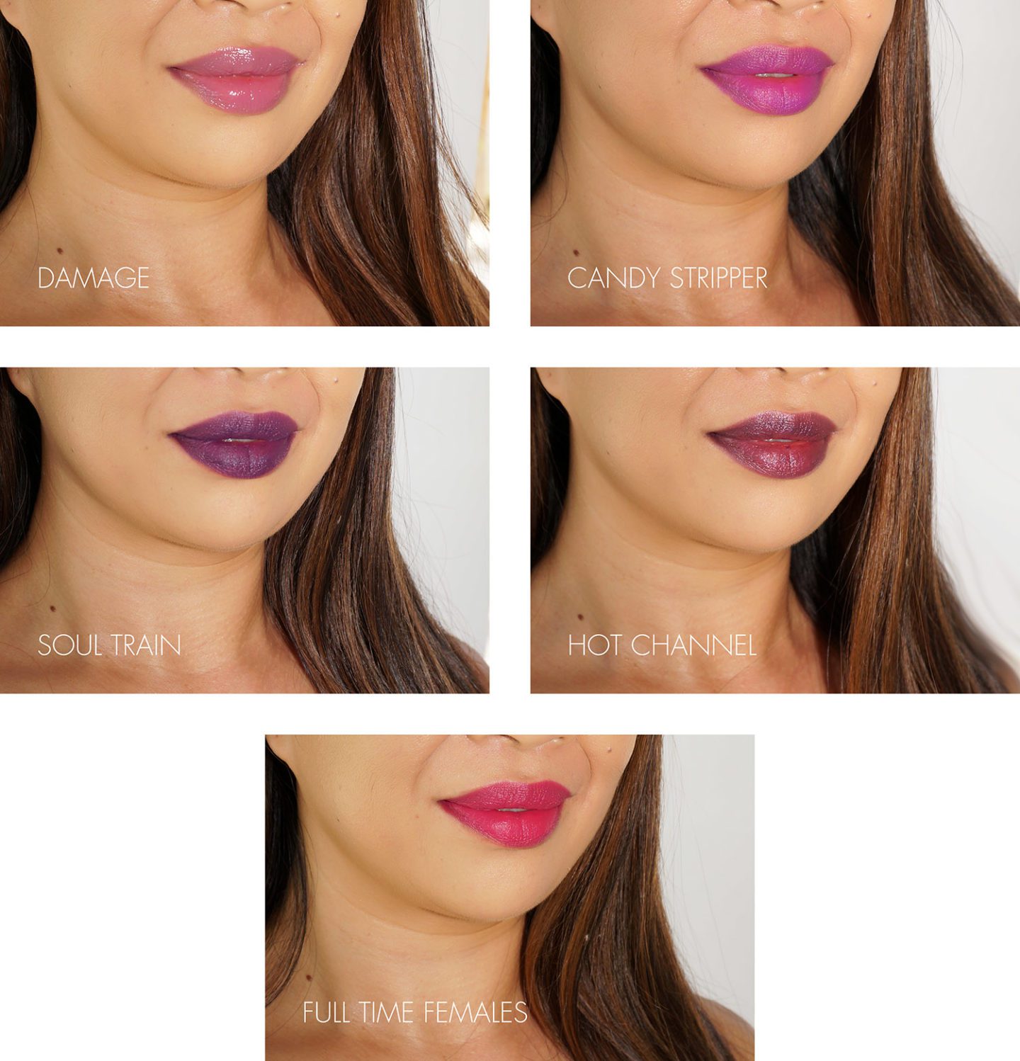 NARS Lipstick Lip Swatches Dominatrix, Fire Down Below, Impulse, Fast Ride