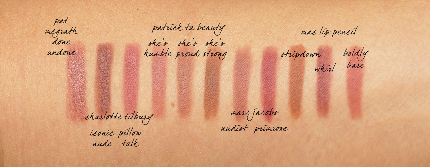 Neutral Lip Pencils Patrick Ta, Charlotte Tilbury, MAC
