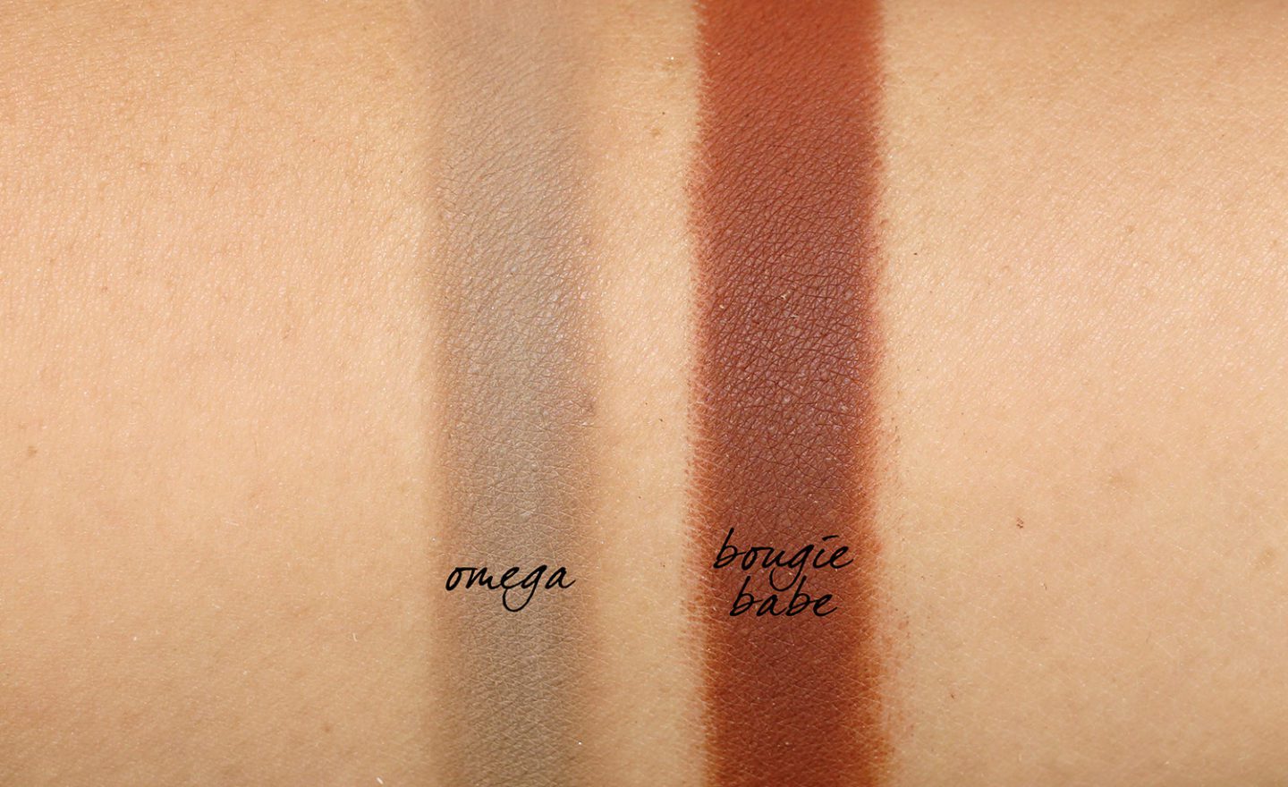 MAC Loud and Clear Eyeshadows Omega and Bougie Babe swatches