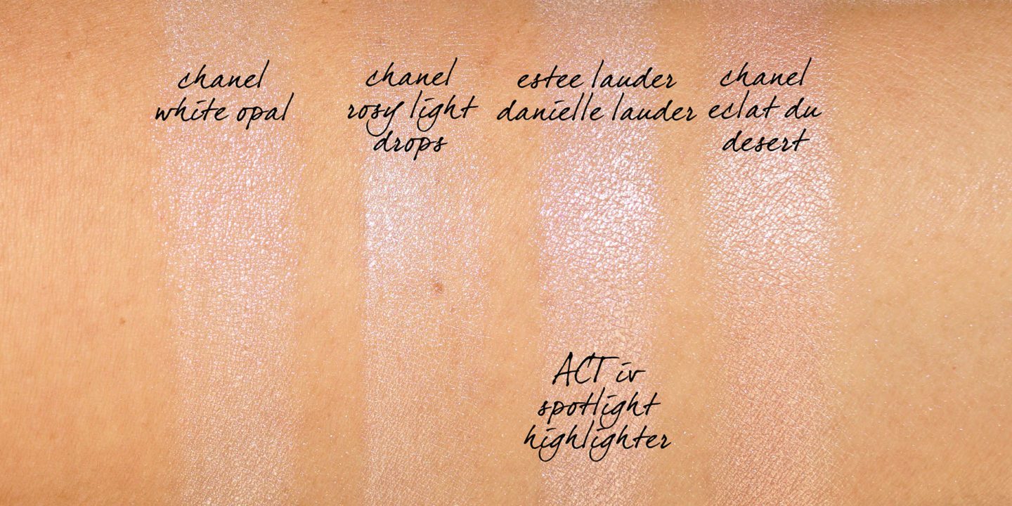 Chanel highlighter swatch comparisons