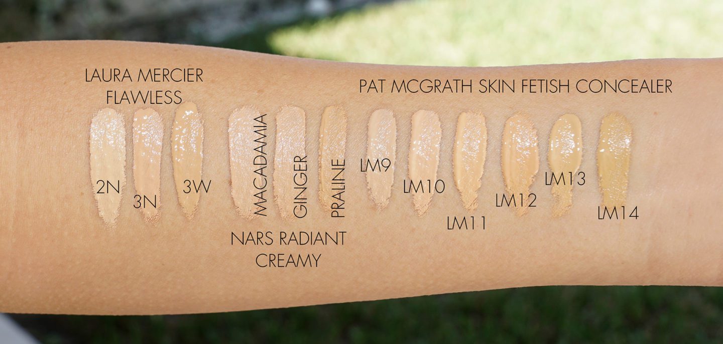 Concealer Swatches Laura Mercier, NARS and Pat McGrath