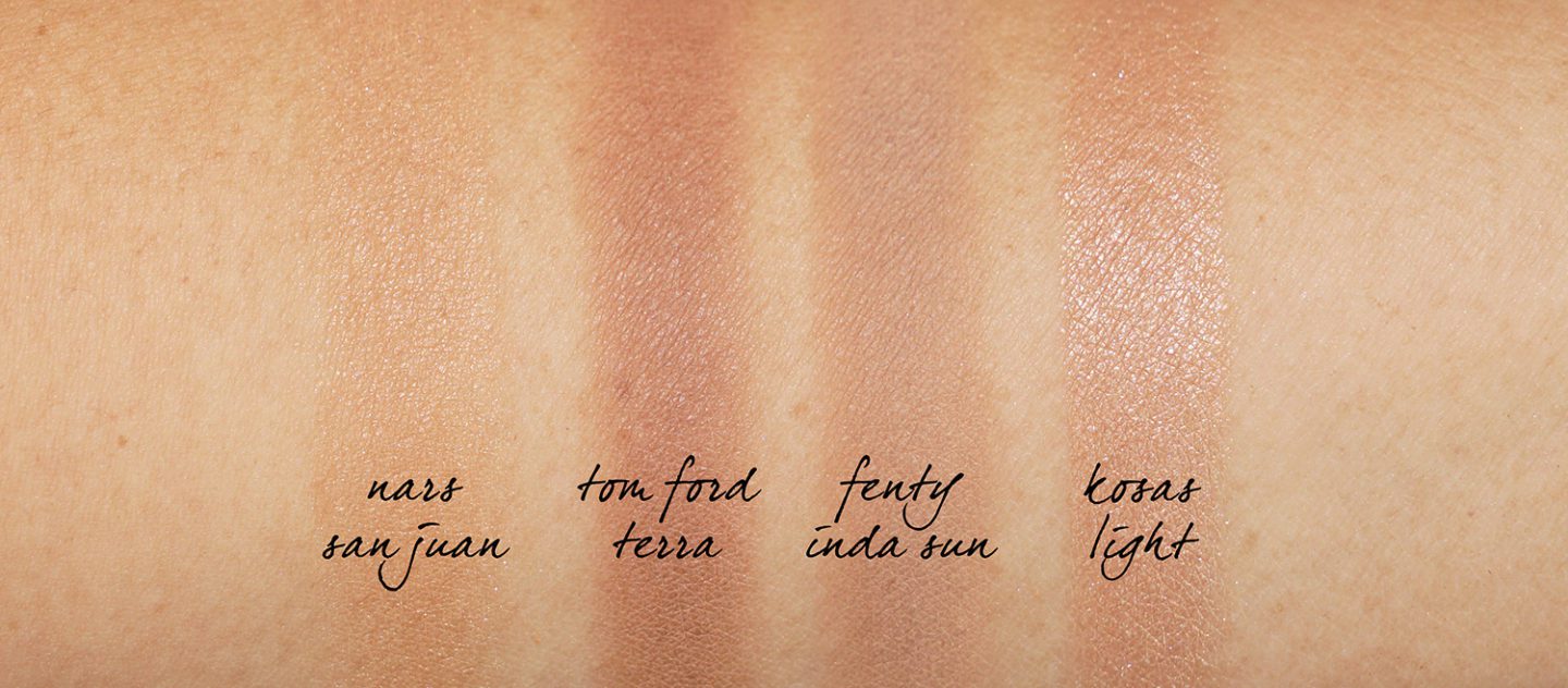 NARS San Juan, Fenty Inda Sun, Tom Ford Terra and Kosas Light