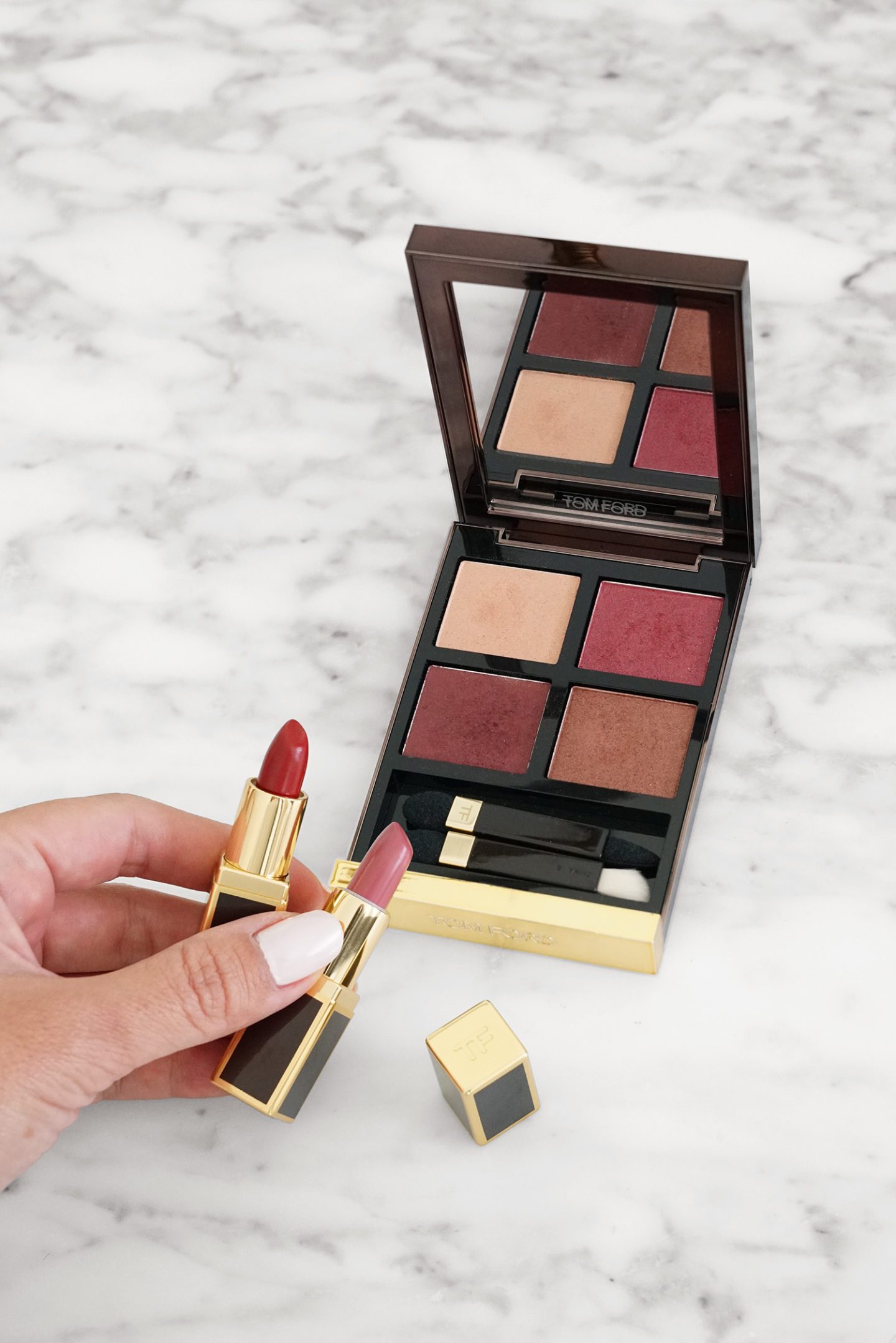 Tom Ford Eye Color Quad & Mini Lip Color Set Burnished Amber, Casablanca and Scarlet Rouge